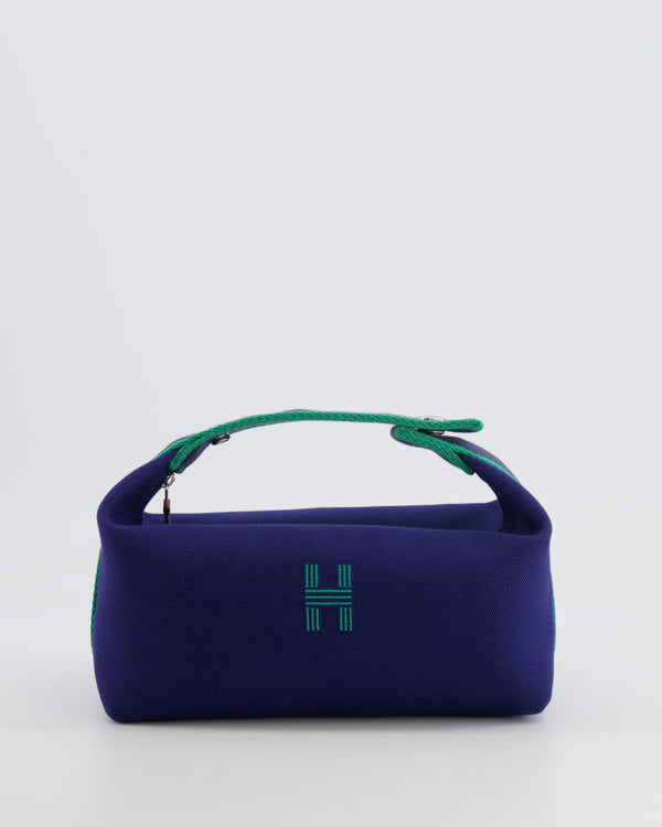 Hermès Small Bride-a-Brac Bag in Blue Marine Canvas with Palladium Hardware