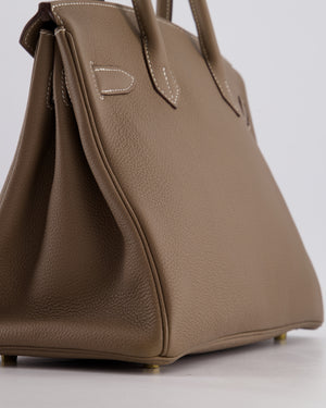Hermès Birkin 30 Retourne Bag in Etoupe Togo Leather with Gold Hardware