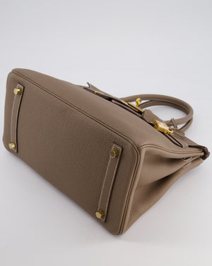 Hermès Birkin 30 Retourne Bag in Etoupe Togo Leather with Gold Hardware