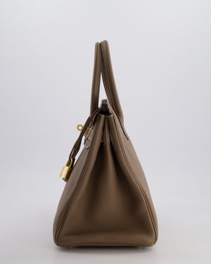 Hermès Birkin 30 Retourne Bag in Etoupe Togo Leather with Gold Hardware