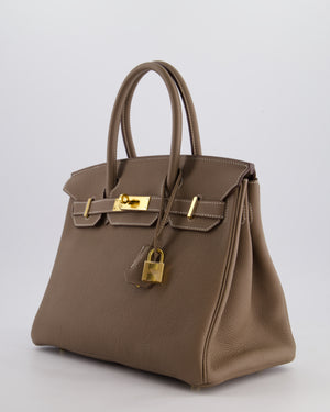 Hermès Birkin 30 Retourne Bag in Etoupe Togo Leather with Gold Hardware