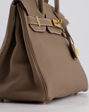 Hermès Birkin 30 Retourne Bag in Etoupe Togo Leather with Gold Hardware
