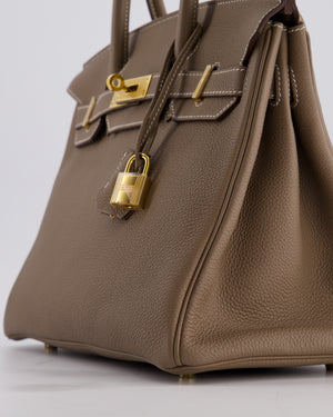 Hermès Birkin 30 Retourne Bag in Etoupe Togo Leather with Gold Hardware