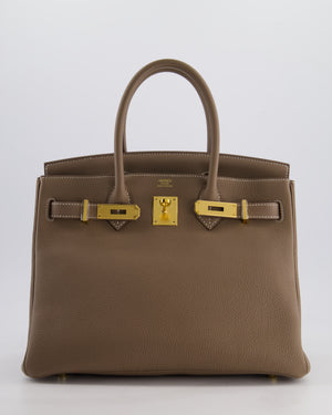 Hermès Birkin 30 Retourne Bag in Etoupe Togo Leather with Gold Hardware