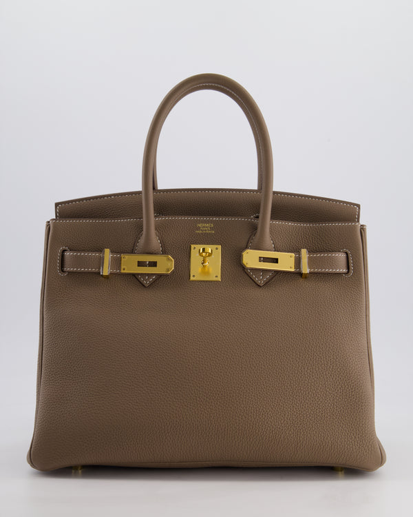 Hermès Birkin 30 Retourne Bag in Etoupe Togo Leather with Gold Hardware