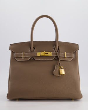 Hermès Birkin 30 Retourne Bag in Etoupe Togo Leather with Gold Hardware