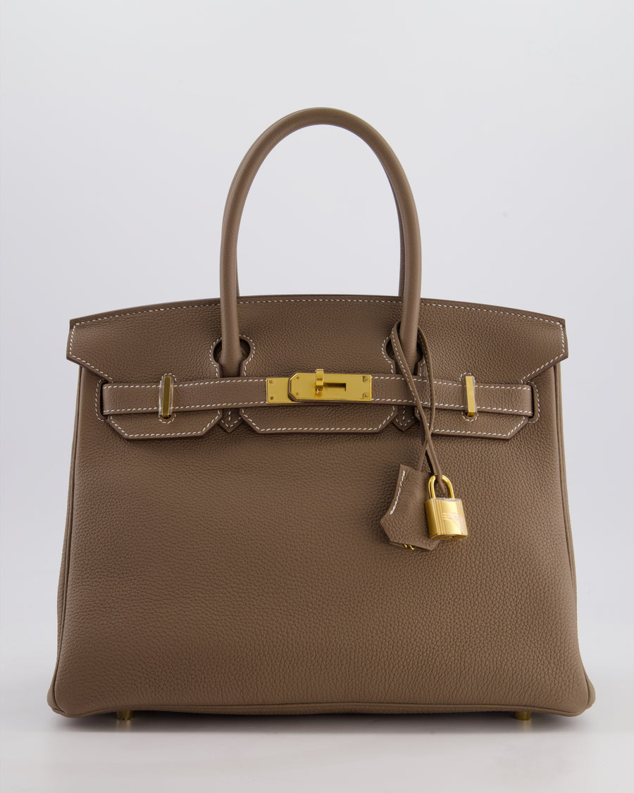Hermès Birkin 30 Retourne Bag in Etoupe Togo Leather with Gold Hardware