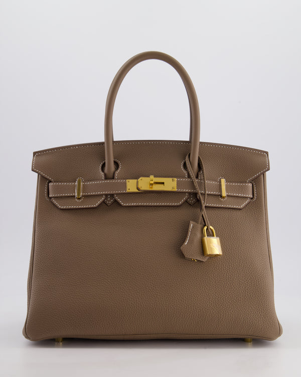 Hermès Birkin 30 Retourne Bag in Etoupe Togo Leather with Gold Hardware