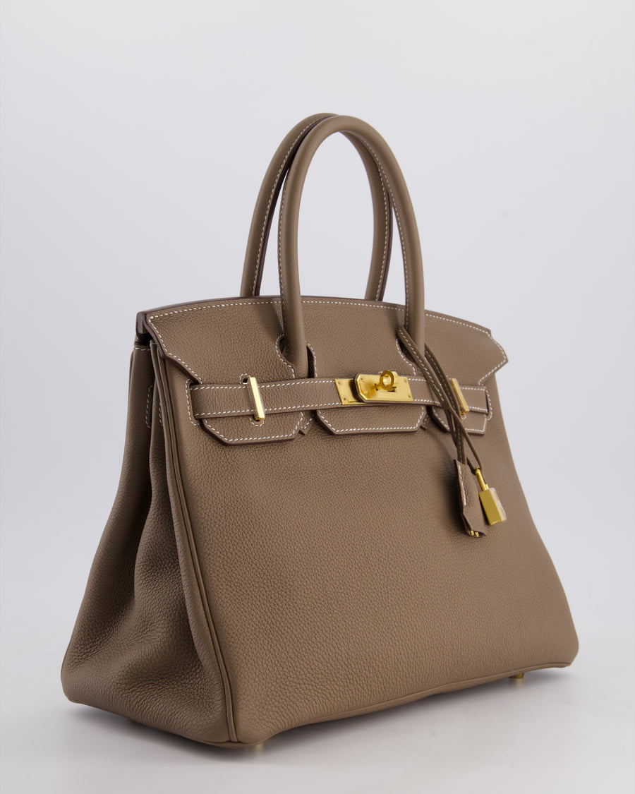 Hermès Birkin 30 Retourne Bag in Etoupe Togo Leather with Gold Hardware