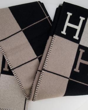 Hermès Ecru and Black Cashmere Avalon III Throw Blanket RRP £1,600
