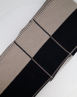 Hermès Ecru and Black Cashmere Avalon III Throw Blanket RRP £1,600