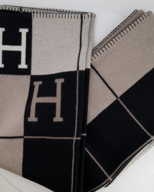 Hermès Ecru and Black Cashmere Avalon III Throw Blanket RRP £1,600