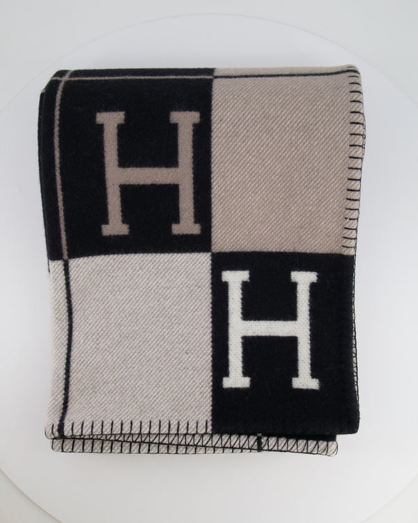 Hermès Ecru and Black Cashmere Avalon III Throw Blanket RRP £1,600
