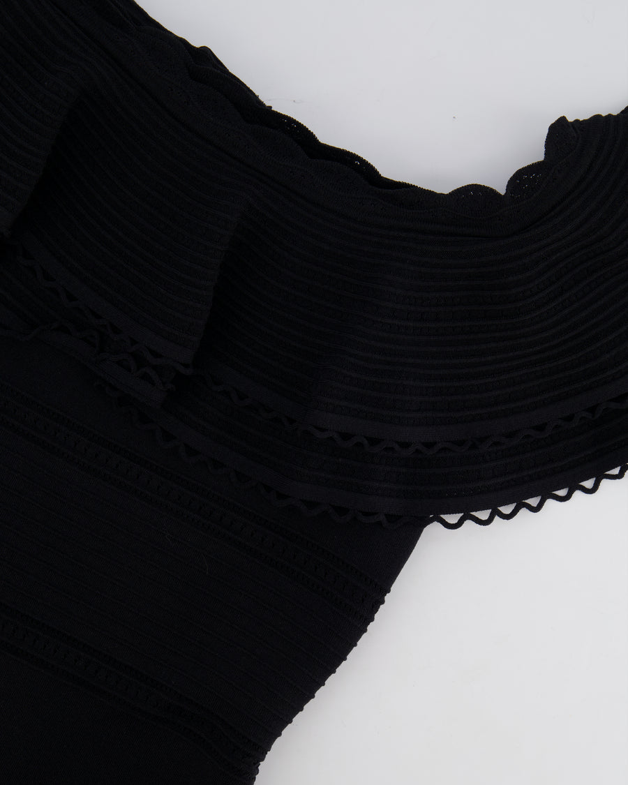 Alexander McQueen Black Layered Off-Shoulder Midi Dress Size IT 40 (UK 8)