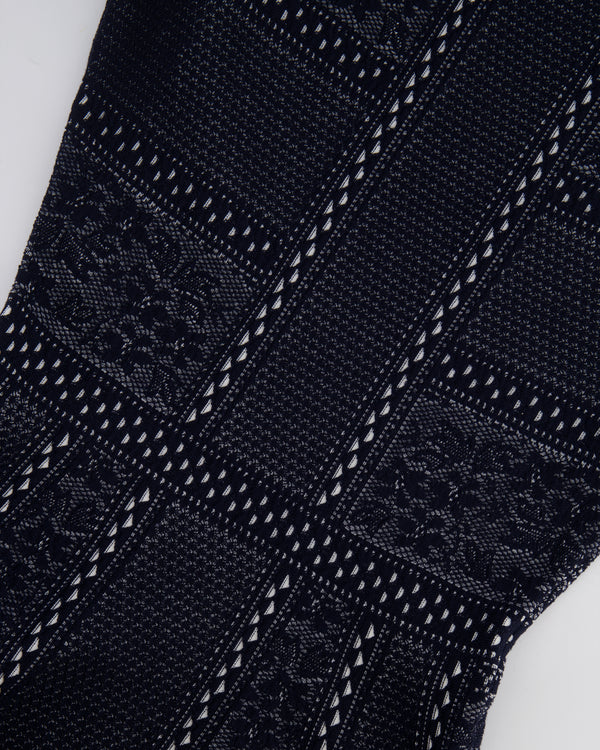 Alexander McQueen Navy and White Embroidered Long-Sleeve Mini Dress Size IT 40 (UK 8)