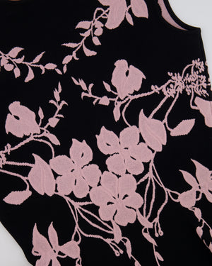 Alexander McQueen Black and Baby Pink Floral Embroidered Mini Sleeveless Dress Size IT 40 (UK 8)