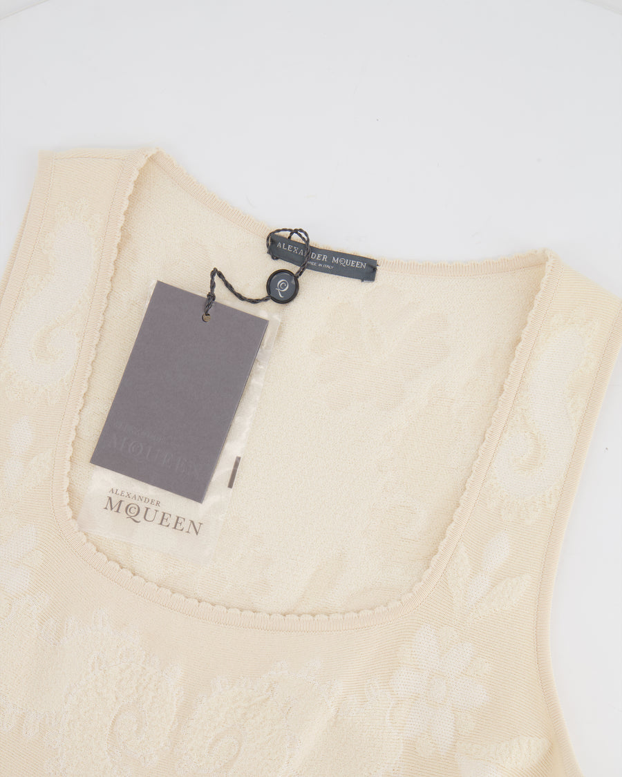 Alexander McQueen Cream Floral Embroidered Sleeveless Mini Dress Size S (UK 8)