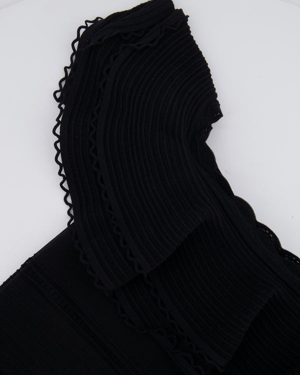 Alexander McQueen Black Layered Off-Shoulder Midi Dress Size IT 40 (UK 8)
