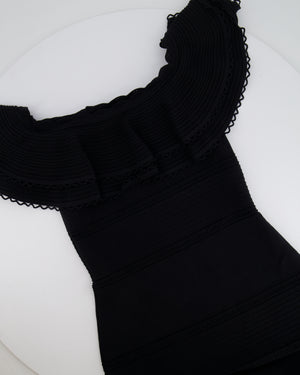 Alexander McQueen Black Layered Off-Shoulder Midi Dress Size IT 40 (UK 8)