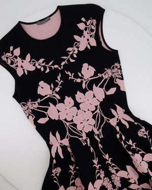 Alexander McQueen Black and Baby Pink Floral Embroidered Mini Sleeveless Dress Size IT 40 (UK 8)