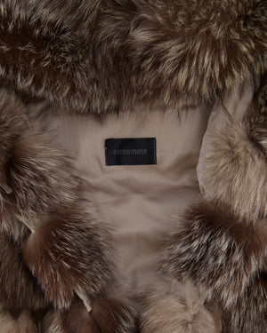 Erreemme Grey Silver Fox Fur Sleeveless Hooded Jacket One Size