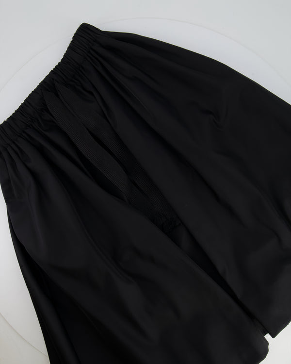 Prada Black Nylon Midi Skirt with Drawstring Detail Size IT 38 (UK 6)