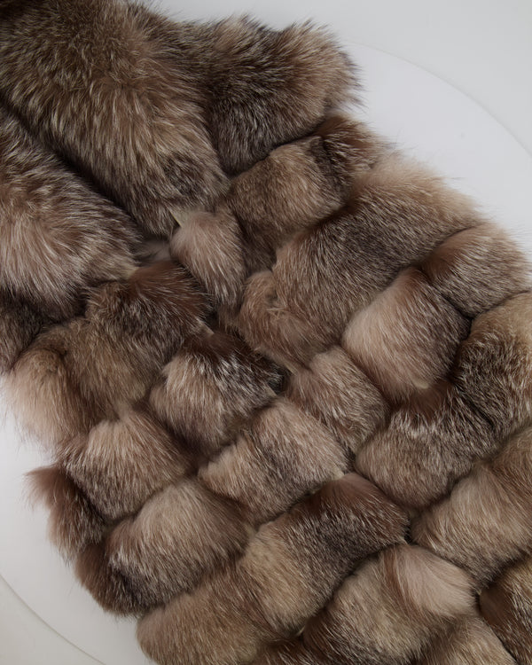 Erreemme Grey Silver Fox Fur Sleeveless Hooded Jacket One Size