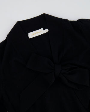 Zimmermann Black Wool Jumper with Balloon Sleeves and Bow Detail Size 0 (UK 8)