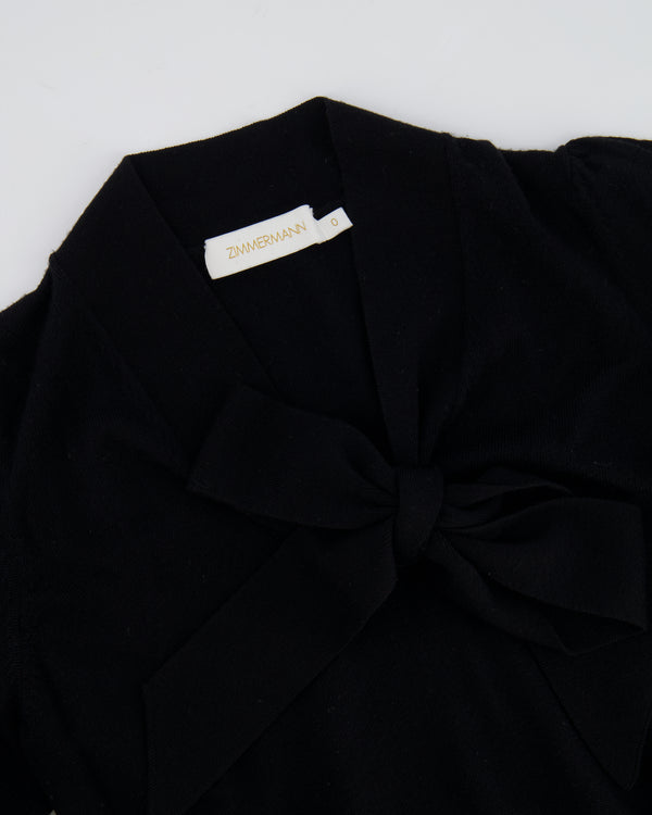 Zimmermann Black Wool Jumper with Balloon Sleeves and Bow Detail Size 0 (UK 8)