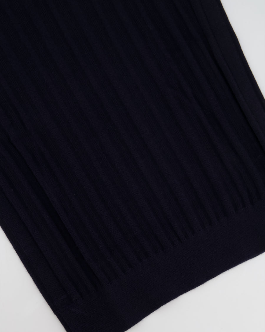 Loro Piana Navy Cashmere Ribbed Sleeveless Top Size IT 40 (UK 8)