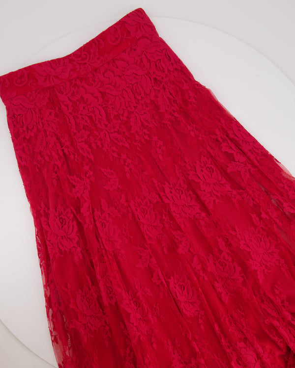 Dolce & Gabbana Red Lace Maxi Skirt Size IT 36 (UK 4)