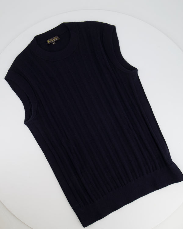 Loro Piana Navy Cashmere Ribbed Sleeveless Top Size IT 40 (UK 8)