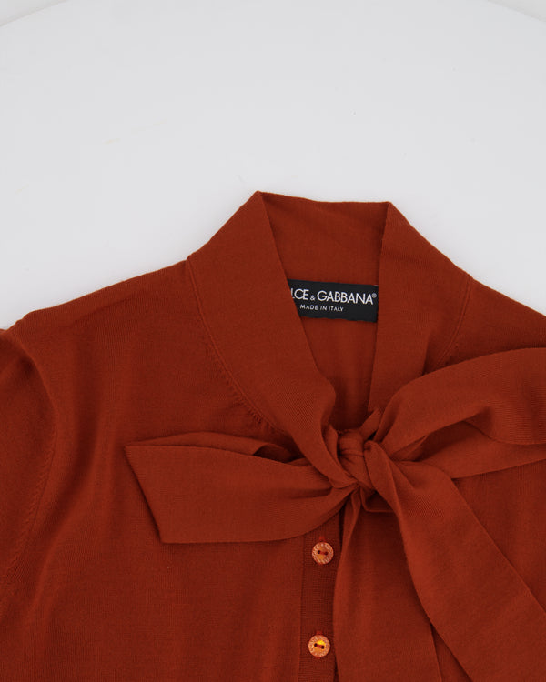 Dolce & Gabbana Burnt Orange Wool Jumper with Bow Detail Size UK 10