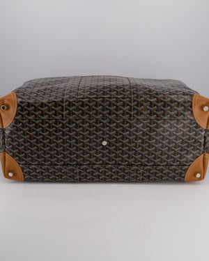 Goyard Bowling 55 Bag in Black & Tan Goyardine Canvas and Cervon Calfskin with Silver Hardware