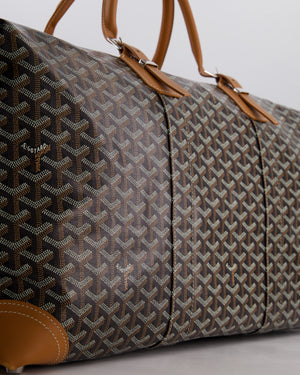 Goyard Bowling 55 Bag in Black & Tan Goyardine Canvas and Cervon Calfskin with Silver Hardware