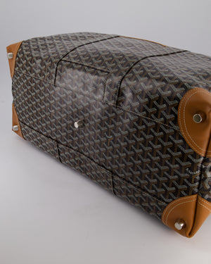 Goyard Bowling 55 Bag in Black & Tan Goyardine Canvas and Cervon Calfskin with Silver Hardware