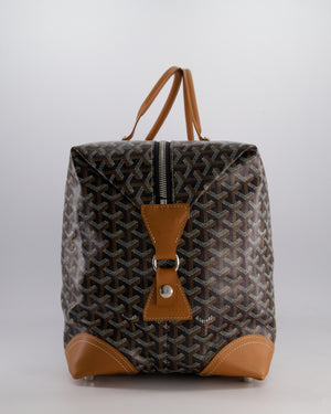 Goyard Bowling 55 Bag in Black & Tan Goyardine Canvas and Cervon Calfskin with Silver Hardware