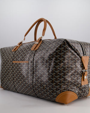 Goyard Bowling 55 Bag in Black & Tan Goyardine Canvas and Cervon Calfskin with Silver Hardware