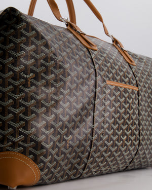 Goyard Bowling 55 Bag in Black & Tan Goyardine Canvas and Cervon Calfskin with Silver Hardware