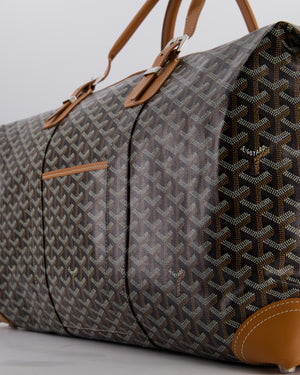 Goyard Bowling 55 Bag in Black & Tan Goyardine Canvas and Cervon Calfskin with Silver Hardware