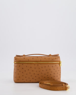 Loro Piana Extra Pocket L19 Bag in Cognac Brown Ostrich Leather with Gold Hardware RRP £5,560