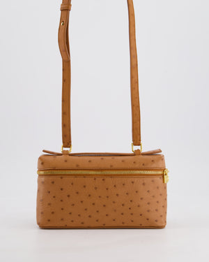 Loro Piana Extra Pocket L19 Bag in Cognac Brown Ostrich Leather with Gold Hardware RRP £5,560