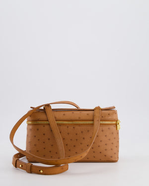 Loro Piana Extra Pocket L19 Bag in Cognac Brown Ostrich Leather with Gold Hardware RRP £5,560