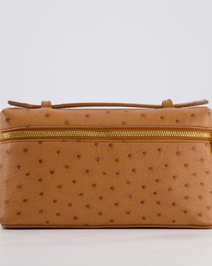 Loro Piana Extra Pocket L19 Bag in Cognac Brown Ostrich Leather with Gold Hardware RRP £5,560