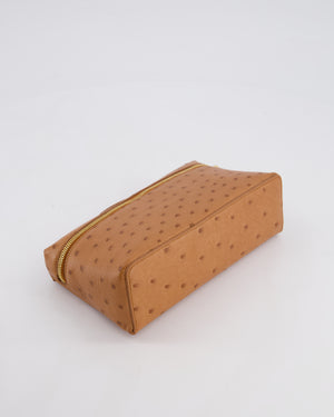 Loro Piana Extra Pocket L19 Bag in Cognac Brown Ostrich Leather with Gold Hardware RRP £5,560