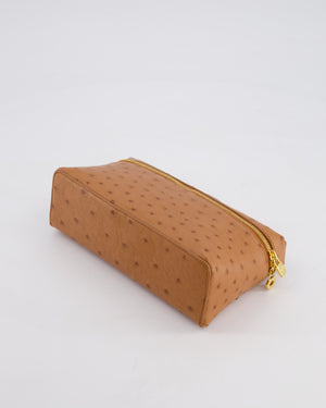 Loro Piana Extra Pocket L19 Bag in Cognac Brown Ostrich Leather with Gold Hardware RRP £5,560