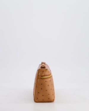 Loro Piana Extra Pocket L19 Bag in Cognac Brown Ostrich Leather with Gold Hardware RRP £5,560