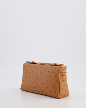 Loro Piana Extra Pocket L19 Bag in Cognac Brown Ostrich Leather with Gold Hardware RRP £5,560