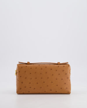 Loro Piana Extra Pocket L19 Bag in Cognac Brown Ostrich Leather with Gold Hardware RRP £5,560