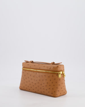 Loro Piana Extra Pocket L19 Bag in Cognac Brown Ostrich Leather with Gold Hardware RRP £5,560